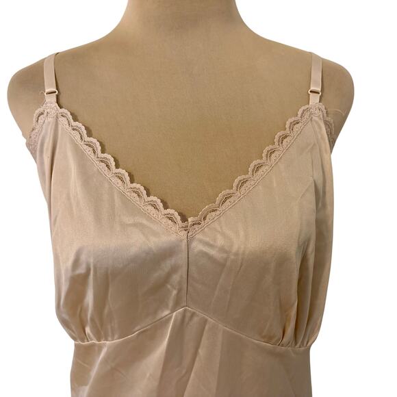 NWT Vintage 1970's Antron Nylon Lace Slip Midi Retro 26W - Picture 2 of 5